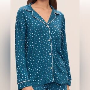 NWT Eberjey Gisele Modal Star Long-sleeve Loungewear Pajama Top